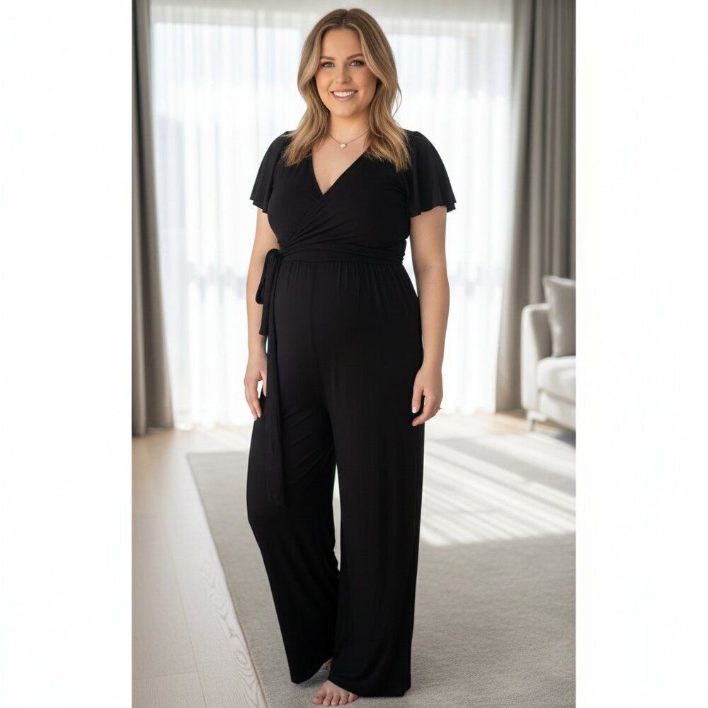 Seraphine Celine Jersey Maternity & Nursing Jumpsuit - Black US 4 NWT